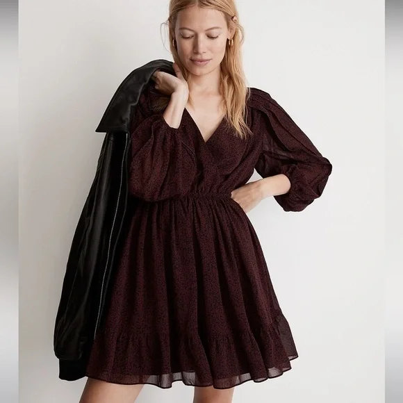 Madewell (Re)sourced Georgette Faux-Wrap Mini Dress - Picture 2 of 9